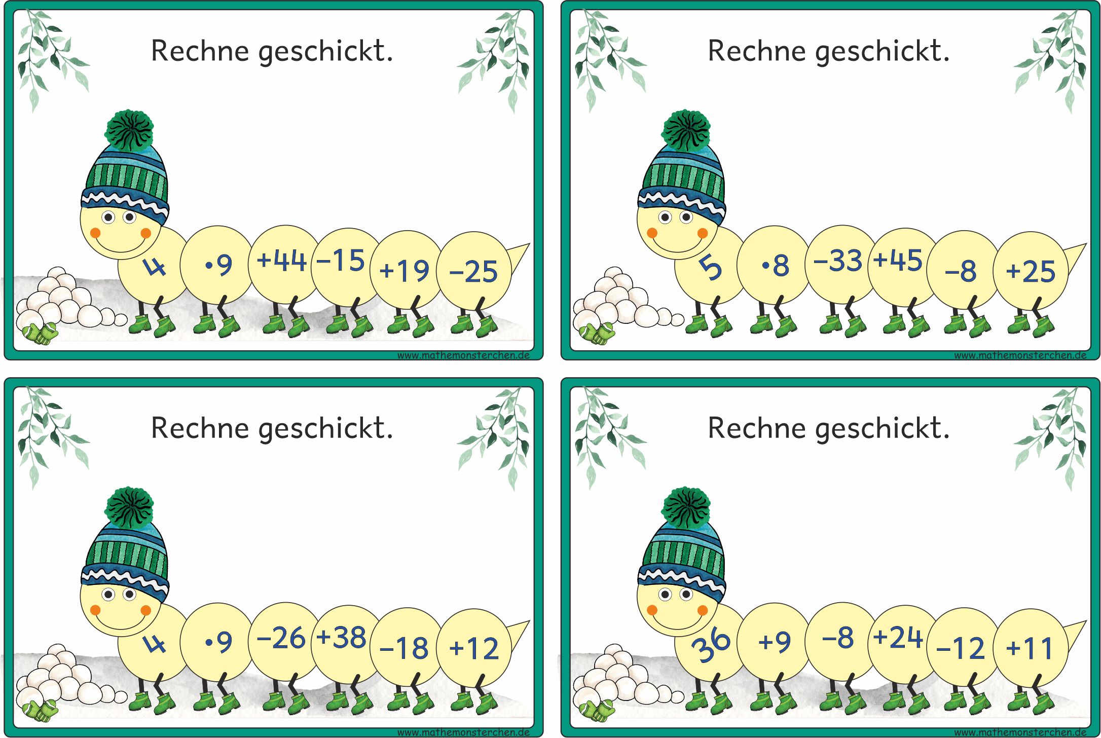 Mathemonsterchen - Wendekarten